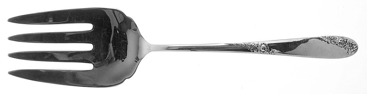 Sweetheart Rose (Sterling, 1951) Medium Solid Cold Meat Serving Fork by Lunt Silver-1