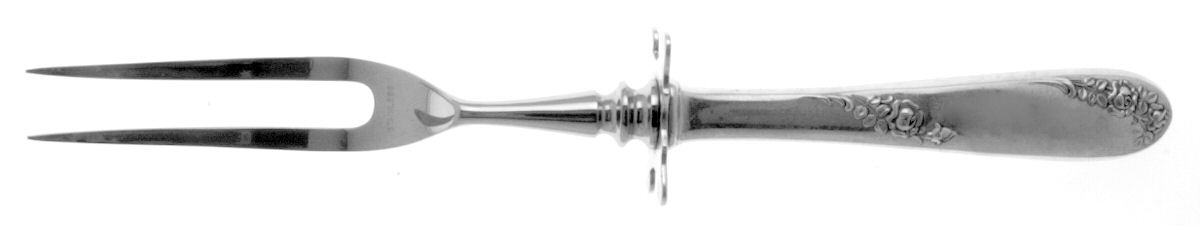 Sweetheart Rose (Sterling, 1951) Small Steak Carving Fork with Stainless Prongs by Lunt Silver-1