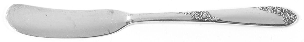 Sweetheart Rose (Sterling, 1951) Flat Handle Butter Spreader by Lunt Silver-1