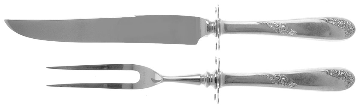 Sweetheart Rose (Sterling, 1951) Small Stainless Blade 2-Piece Steak Carving Set by Lunt Silver-1