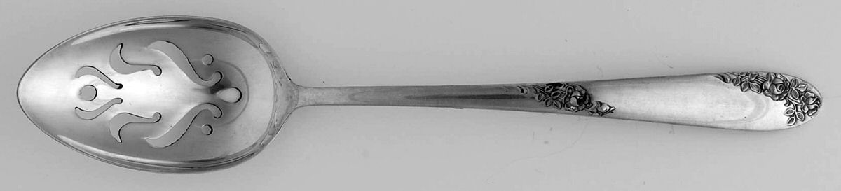 Sweetheart Rose (Sterling, 1951) Pierced Tablespoon (Serving Spoon) CM by Lunt Silver-1