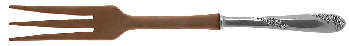 Sweetheart Rose (Sterling, 1951) Salad Serving Fork with Wooden Prongs by Lunt Silver-1