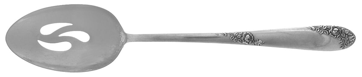 Sweetheart Rose (Sterling, 1951) Pierced Tablespoon (Serving Spoon) by Lunt Silver-1