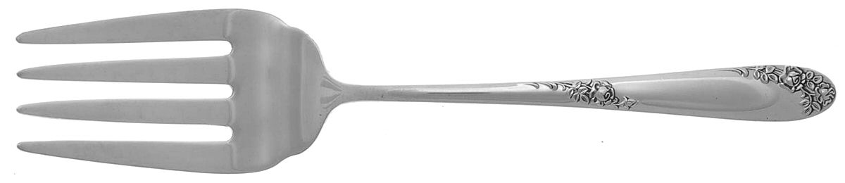 Sweetheart Rose (Sterling, 1951) Small Solid Cold Meat Serving Fork by Lunt Silver-1