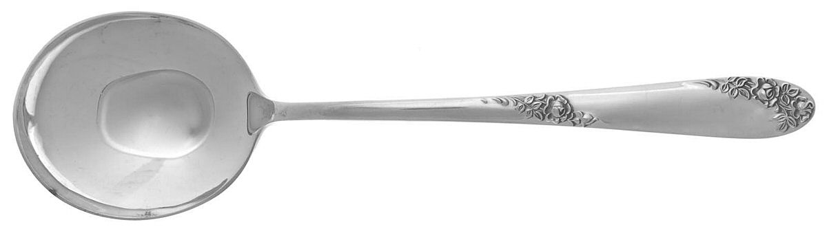 Sweetheart Rose (Sterling, 1951) Round Bowl Soup Spoon (Cream Soup) by Lunt Silver-1