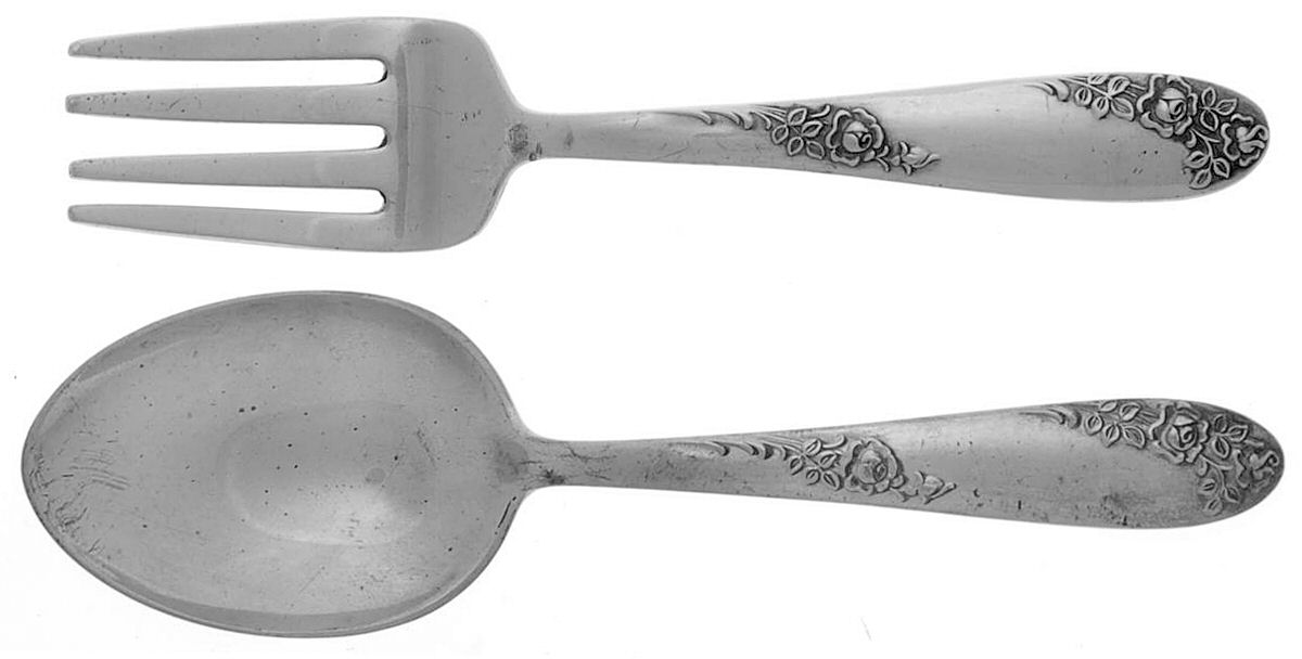 Sweetheart Rose (Sterling, 1951) 2 Pc Baby Set (BF, BS) by Lunt Silver-1
