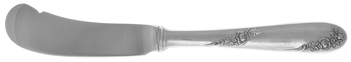 Sweetheart Rose (Sterling, 1951) Butter Spreader Hollow Hdl-Paddle/Stainless Blade by Lunt Silver-1