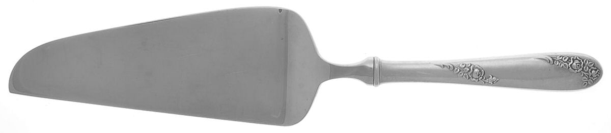 Sweetheart Rose (Sterling, 1951) Pie & Cake Server with Stainless Blade by Lunt Silver-1