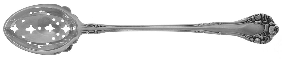 Tudor (Sterling, 1900) Pierced Bowl Short Handle Olive Spoon by Lunt Silver-1