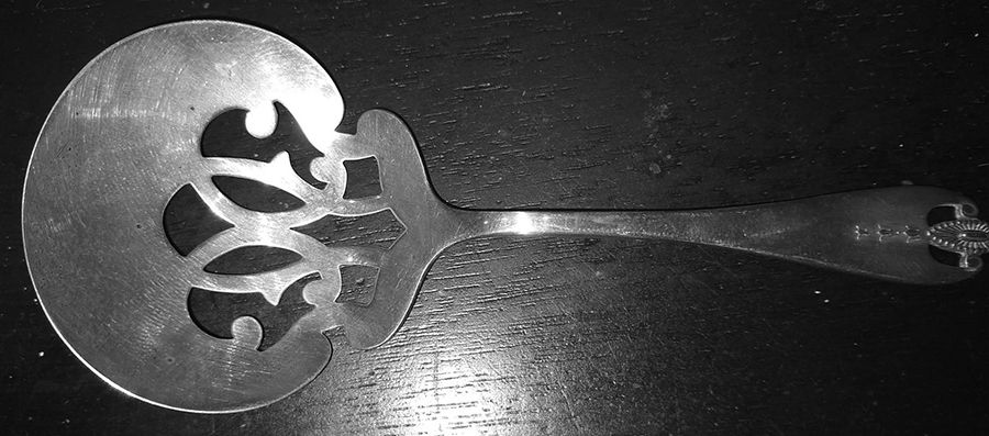 Virginia (Sterling, 1910) Solid Bon Bon Spoon with Pierced Bowl by Lunt Silver-1