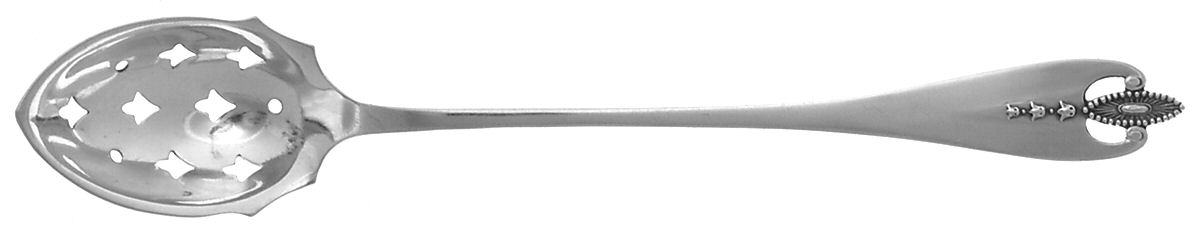 Virginia (Sterling, 1910) Pierced Bowl Short Handle Olive Spoon by Lunt Silver-1