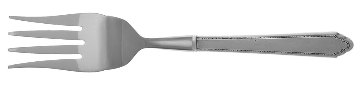 William & Mary (Sterling, 1921, No Monos) Cold Meat Fork Large, Stainless Tines HC by Lunt Silver-1