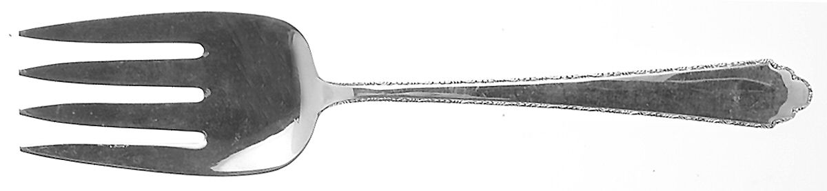 William & Mary (Sterling, 1921, No Monos) Large Solid Cold Meat Serving Fork by Lunt Silver-1