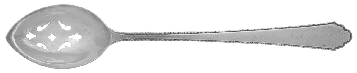 William & Mary (Sterling, 1921, No Monos) Pierced Bowl Short Handle Olive Spoon by Lunt Silver-1