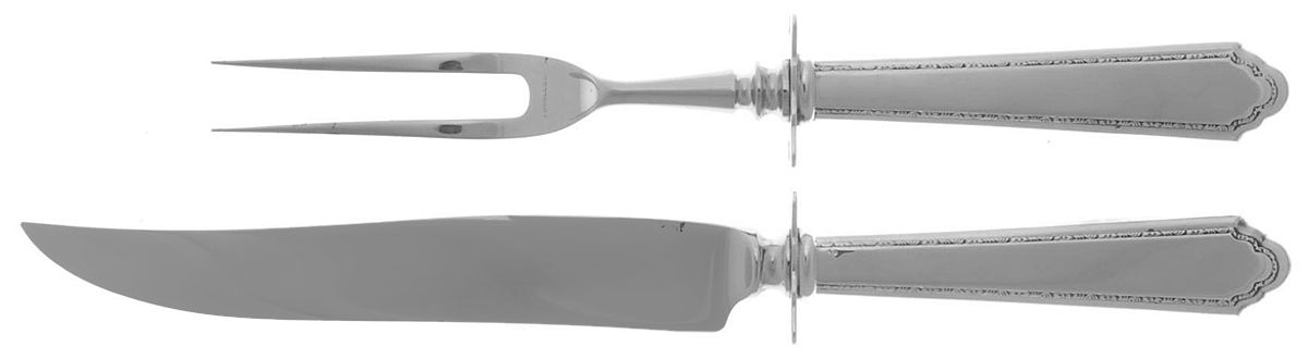 William & Mary (Sterling, 1921, No Monos) Small Steak 2-Piece Carving Set w/Stainless Blade by Lunt Silver-1