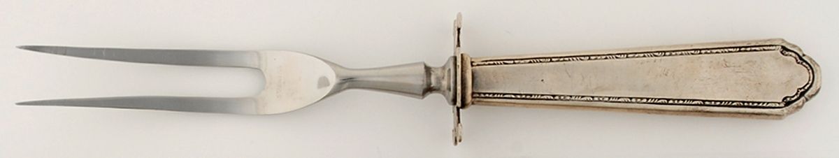 William & Mary (Sterling, 1921, No Monos) Large Stainless-Prong Roast Carving Fork by Lunt Silver-1