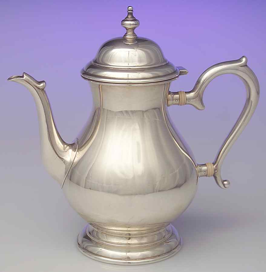 Mid Georgian (Sterling, Hollowware) Coffee Pot by Lunt Silver-1