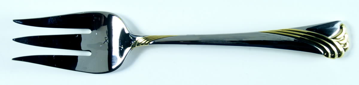 Kelly Gold (Silverplate) Medium Solid Cold Meat Serving Fork by Lenox-1