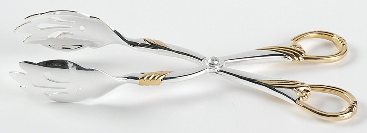 Kelly Gold (Silverplate) Large Ice Serving Tongs by Lenox-1