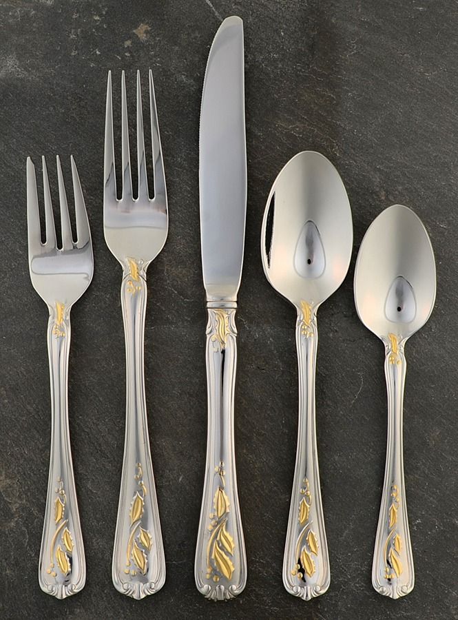 Golden Holiday (Stainless, Gold Acct) 5 Piece Place Setting by Lenox-1