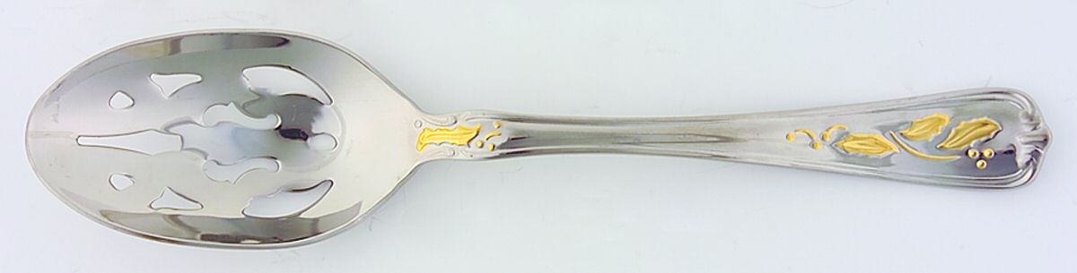 Golden Holiday (Stainless, Gold Acct) Pierced Tablespoon (Serving Spoon) by Lenox-1