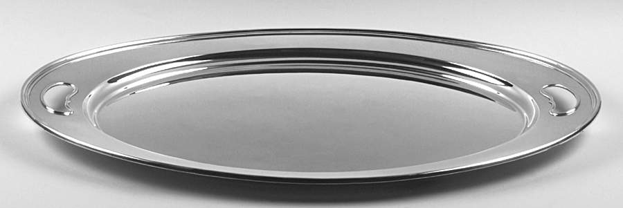 Early American-Plain (Sterling, Hollowware)  Large Waiter Tray by Lunt Silver-1