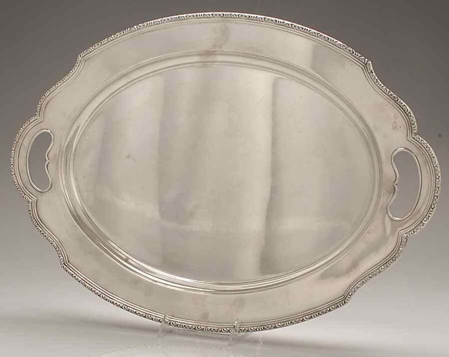 William & Mary (Sterling, Hollowware)  Large Waiter Tray by Lunt Silver-1