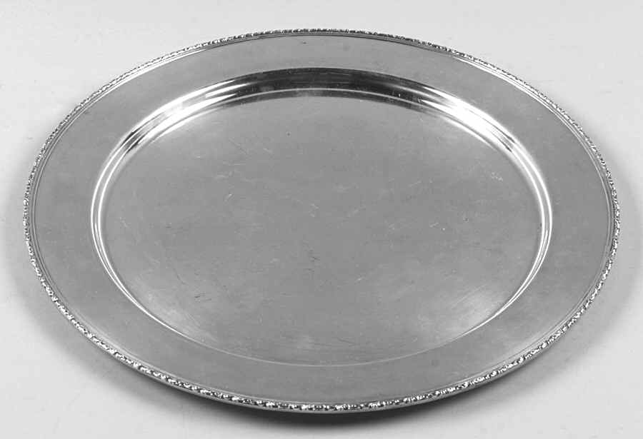 William & Mary (Sterling, Hollowware)  Medium Round Sterling Tray by Lunt Silver-1