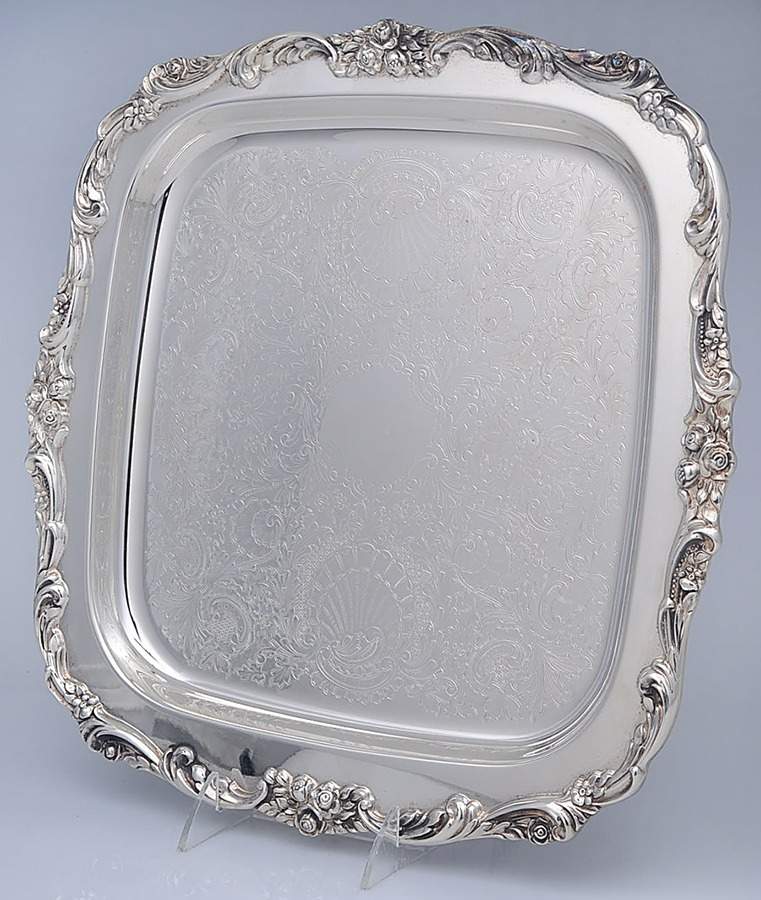 Eloquence (Silverplate, Hollowware) 14" Square Tray by Lunt Silver-1