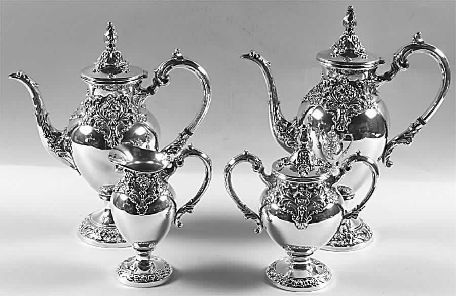 Eloquence (Silverplate, Hollowware) (4 Piece) Silverplate Tea Set by Lunt Silver-1