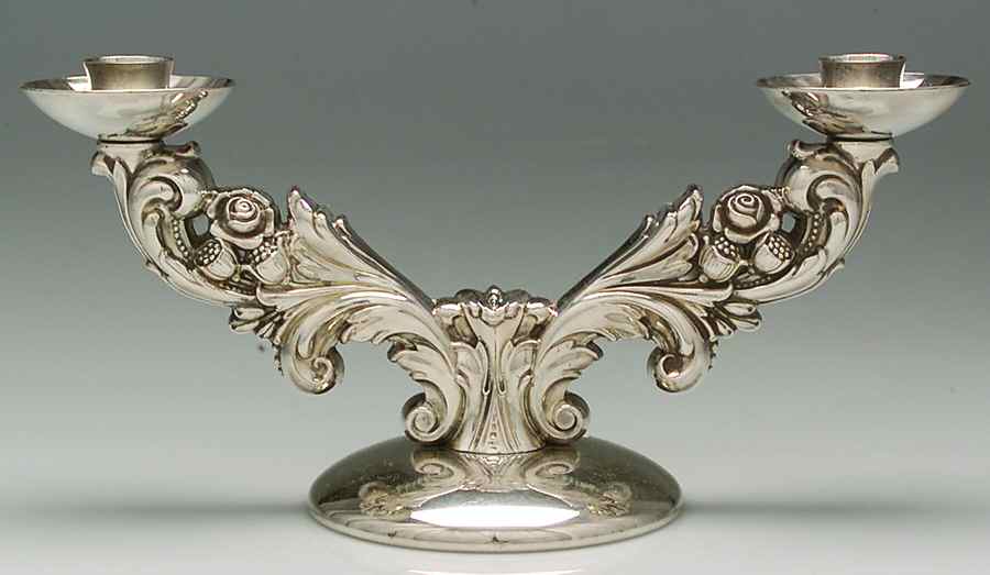 Eloquence (Silverplate, Hollowware) Medium Plated 2-Light Candelabra by Lunt Silver-1