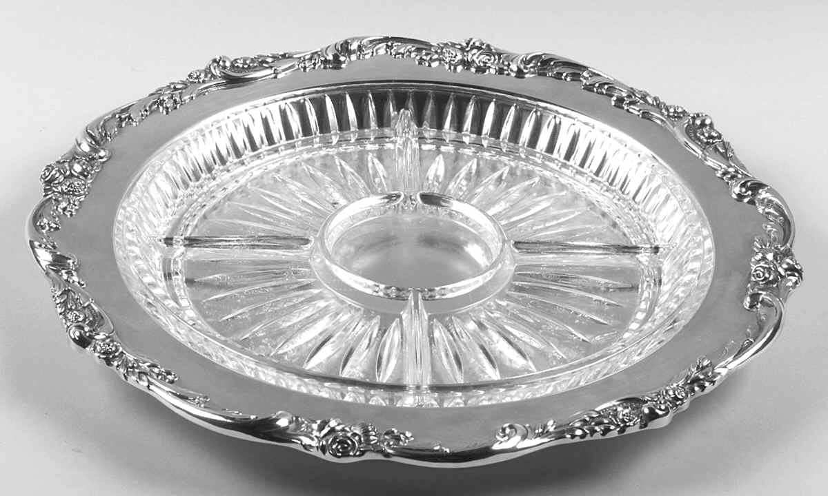 Eloquence (Silverplate, Hollowware) Silverplate Hors d'Oeuvre Dish and Glass Liner by Lunt Silver-1