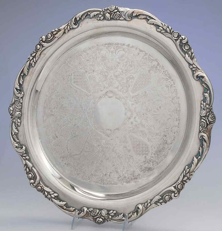 Eloquence (Silverplate, Hollowware) Medium Chased Round Tray by Lunt Silver-1