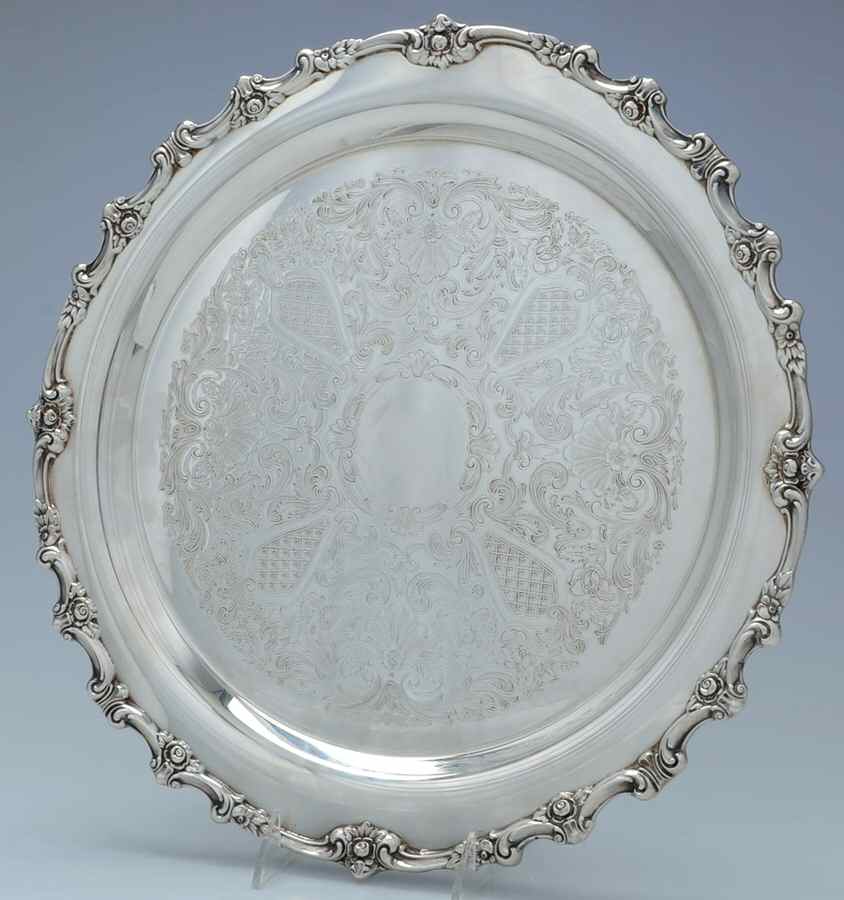 Eloquence (Silverplate, Hollowware) Round Silverplate Tray by Lunt Silver-1