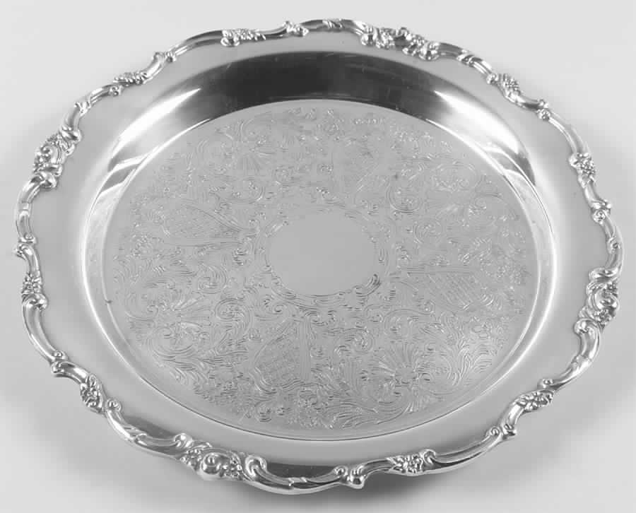 Modern Victorian (Silverplate, Hollowware) 11" Round Tray by Lunt Silver-1