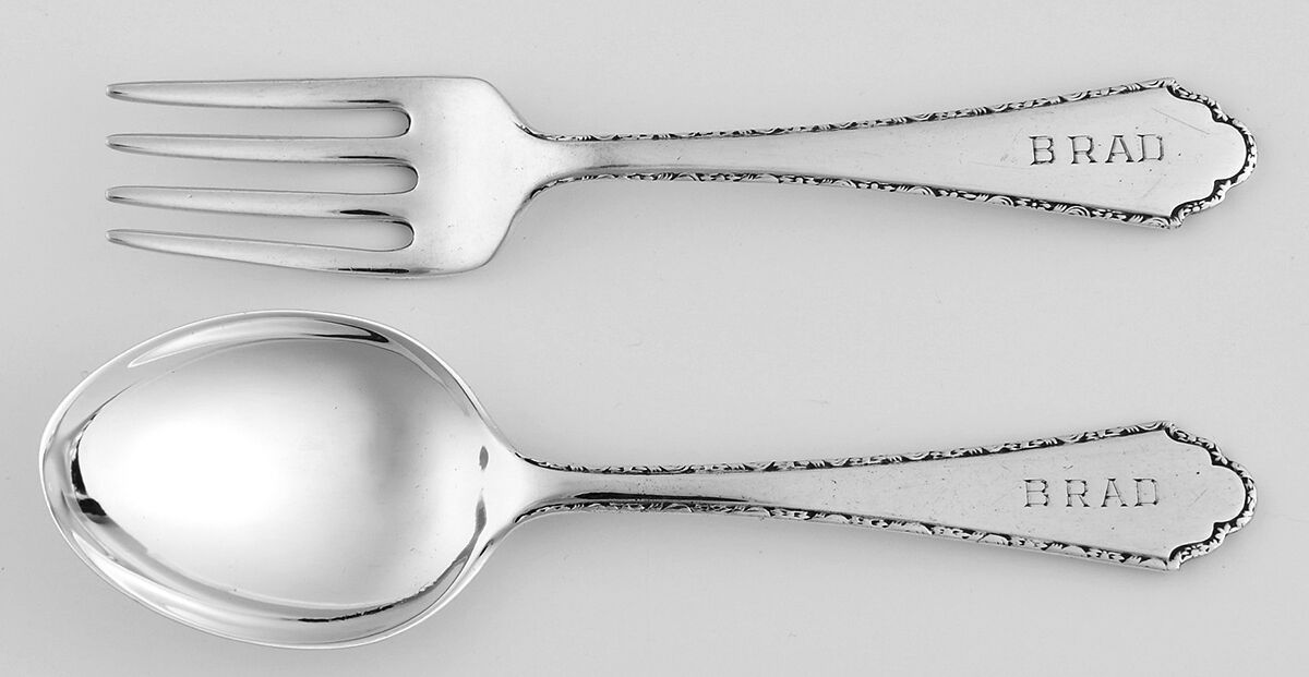 William & Mary (Sterling, Monograms) 2 Pc Baby Set (BF, BS) by Lunt Silver-1