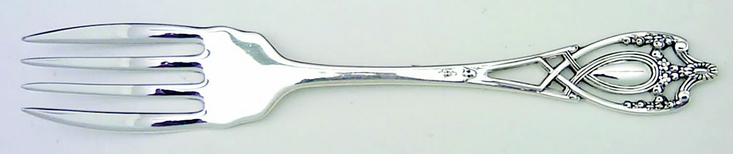 Monticello (Sterling, 1908, Monograms) Individual Salad Fork by Lunt Silver-1