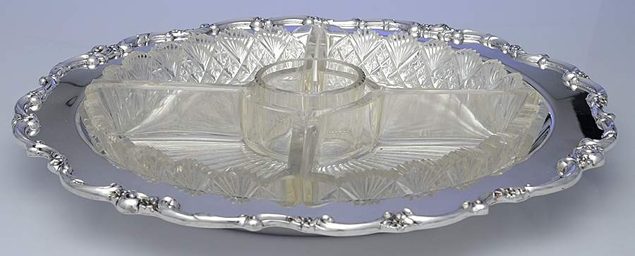 Delicacy (Silverplate, Hollowware) 5 Part Relish with Glass Liner(S) by Lunt Silver-1