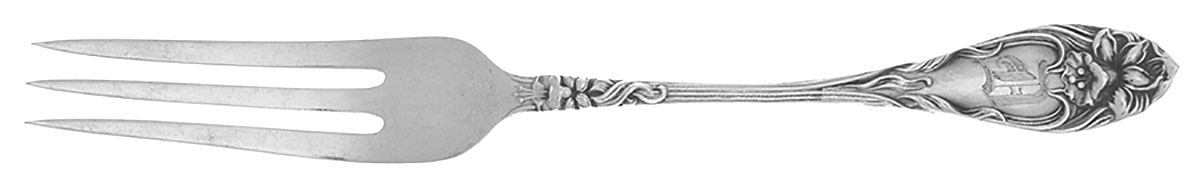 Narcissus (Sterling, 1903, Monograms) Strawberry Fork by Lunt Silver-1