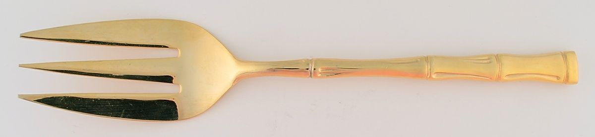 LCU74 (GOLD ELECTROPLATE) Medium Solid Cold Meat Serving Fork by Lifetime-1