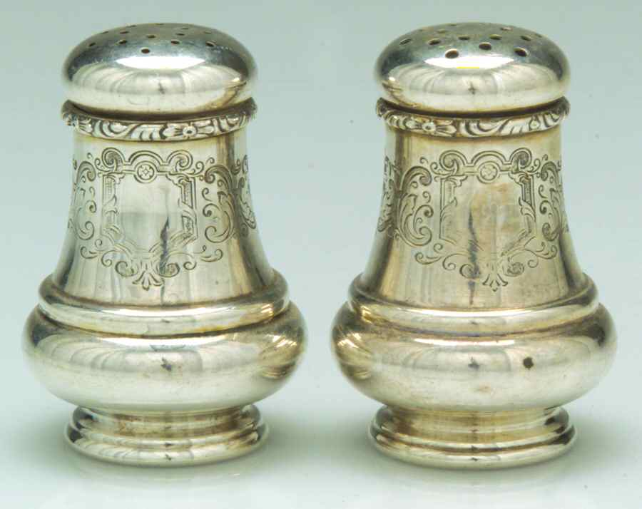 Mary II (Sterling, Hollowware) Individual Salt and Pepper Set by Lunt Silver-1