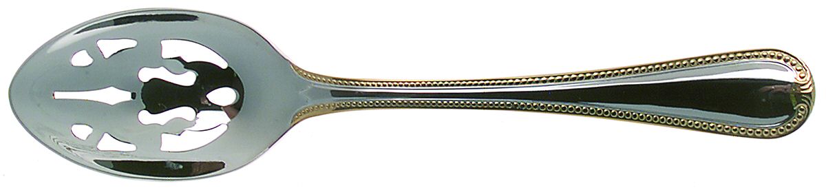 Vintage Jewel Gold (Stainless, Gold Accent) Pierced Tablespoon (Serving Spoon) by Lenox-1