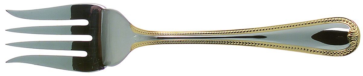 Vintage Jewel Gold (Stainless, Gold Accent) Medium Solid Cold Meat Serving Fork by Lenox-1