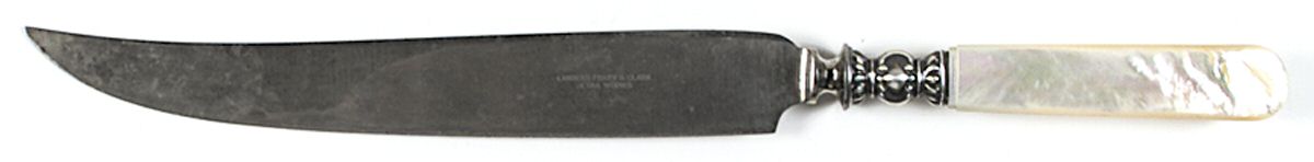 Pearl Handle Flatware 3 (Sterling) Large Roast Carving Knife w/ Slvrplate Blade by Landers, Frary & Clark-1