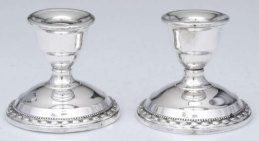 15A (Sterling, Hollowware) Pair of Weighted Candleholders by La Pierre Silver-1