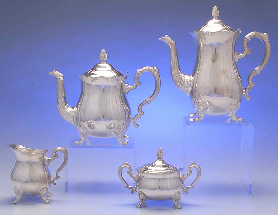 5017 (Silverplate, Hollowware) (4 Piece) Silverplate Tea Set by Leonard Silver Mfg Co-1