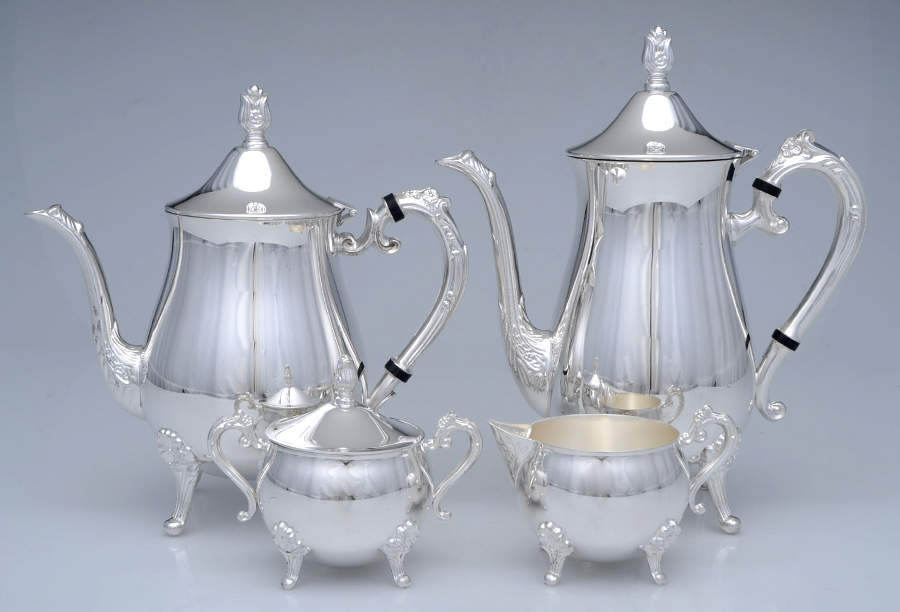 LEO8 (Silverplate, Hollowware) (4 Piece) Silverplate Tea Set by Leonard Silver Mfg Co-1