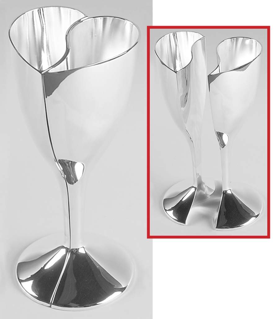 Wedding Promises (Silverplate, Hollowware) (2 Pc) Interlocking Heart Shape Goblet by Lenox-1