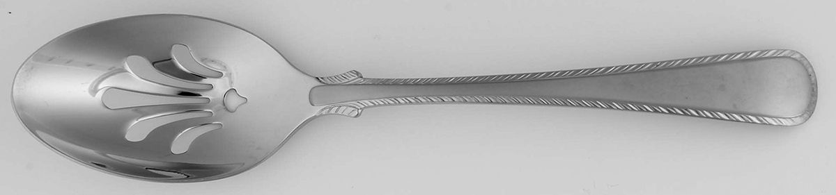 Williamsburg Feather Edge Frosted (Stainless) Pierced Tablespoon (Serving Spoon) by Lenox-1