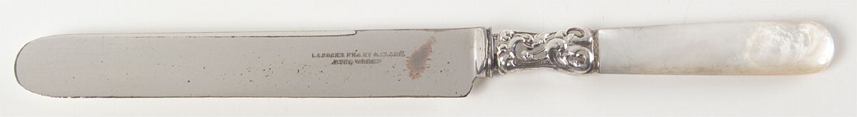 Pearl Handle Flatware 10 (Sterling) Old French Hollow Knife with Bolster by Landers, Frary & Clark-1